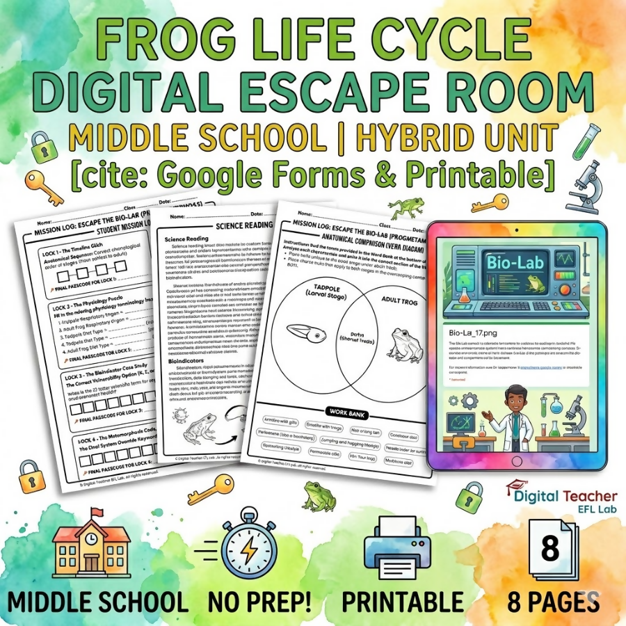 Frog Life Cycle Digital Escape Room Middle School