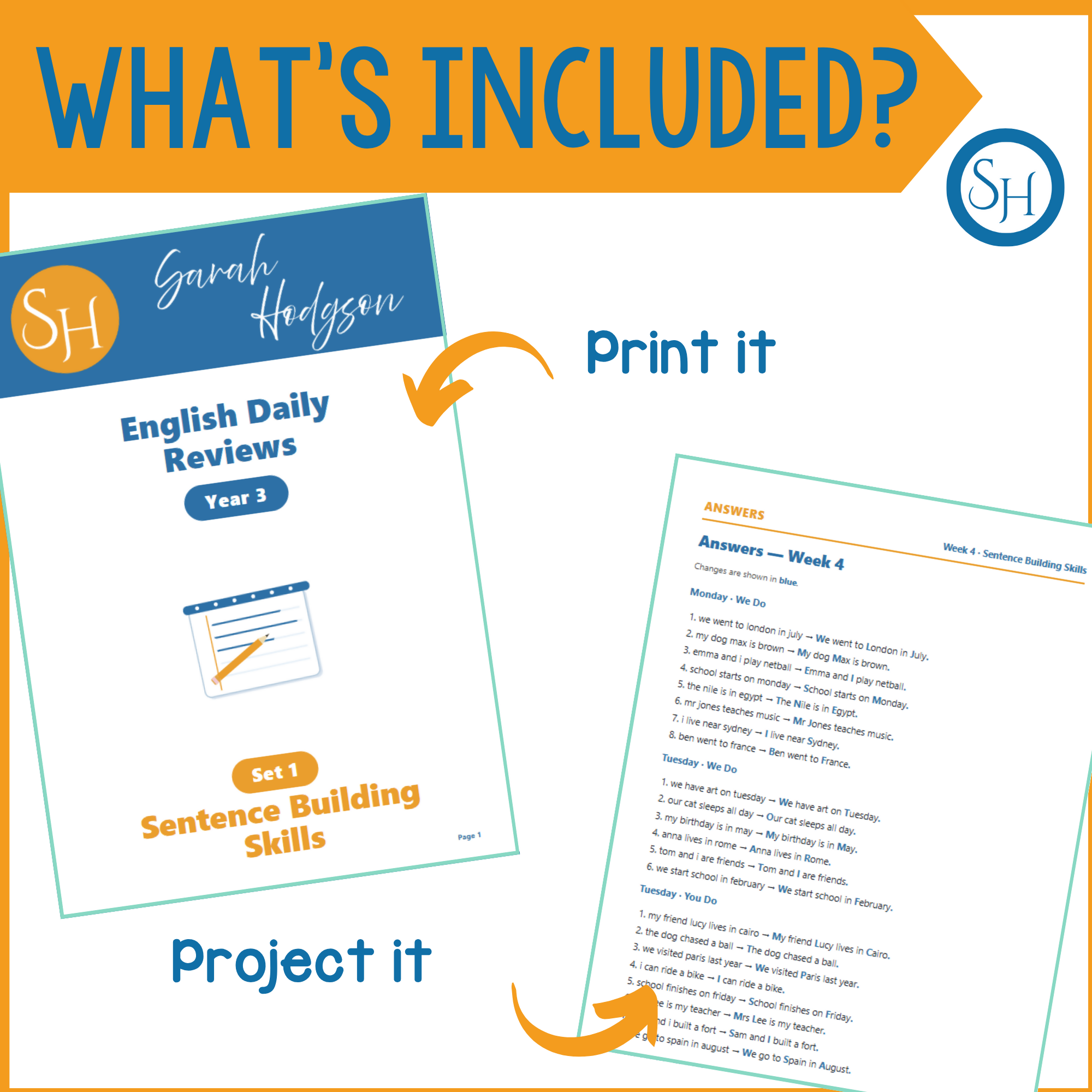 Year 4 English Daily Reviews | Set 1: Sentence Building Skills