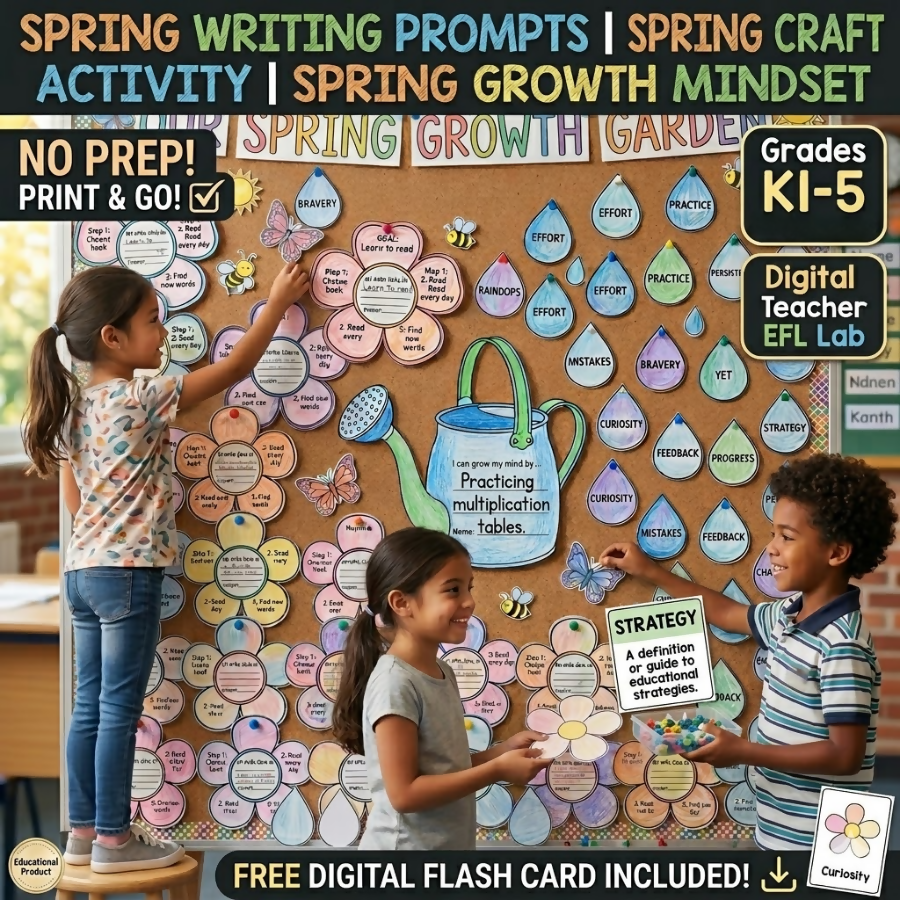 Spring Writing Prompts | Spring Craft Activity | Spring Growth Mindset
